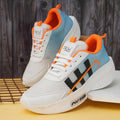 Men's Light Blue & White Chunky Mesh Sneakers – Bright Orange Accent Sports Shoes